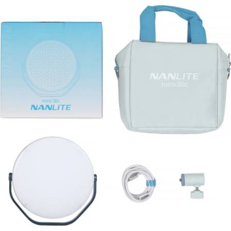 Nanlite Miro 30c (Midnight Blue) - okrągły panel, lampa LED RGBWW - zawartość zestawu